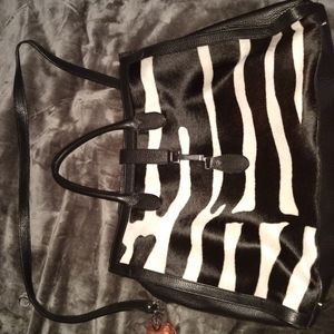 Claudia Firenze Italian Leather Zebra Tote